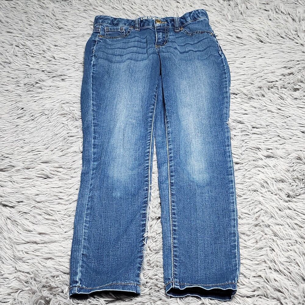 Cat & Jack‎ Jeans Kids Girls Size 10 Super Skinny Stretch 24" Waist Blue Denim